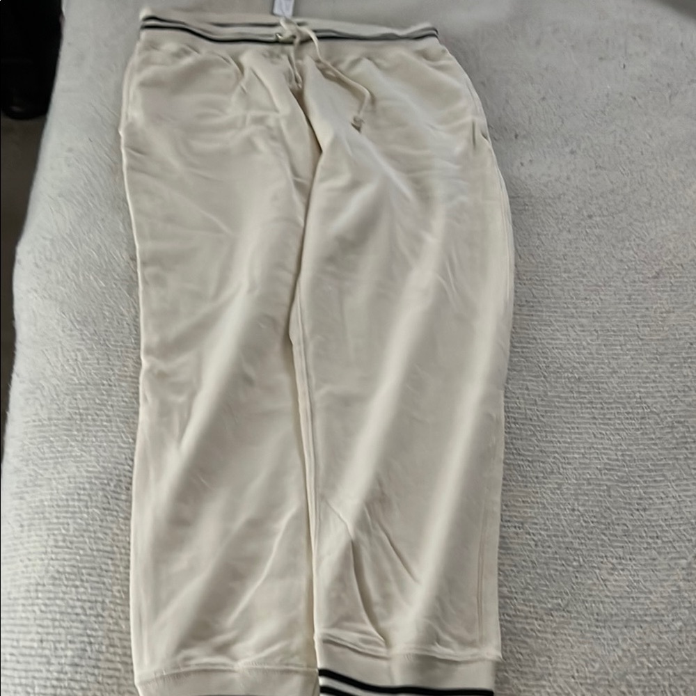 J. Crew Cream and Black Wide Leg Pants
